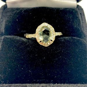 Deep grey spinel & white topaz sterling ring